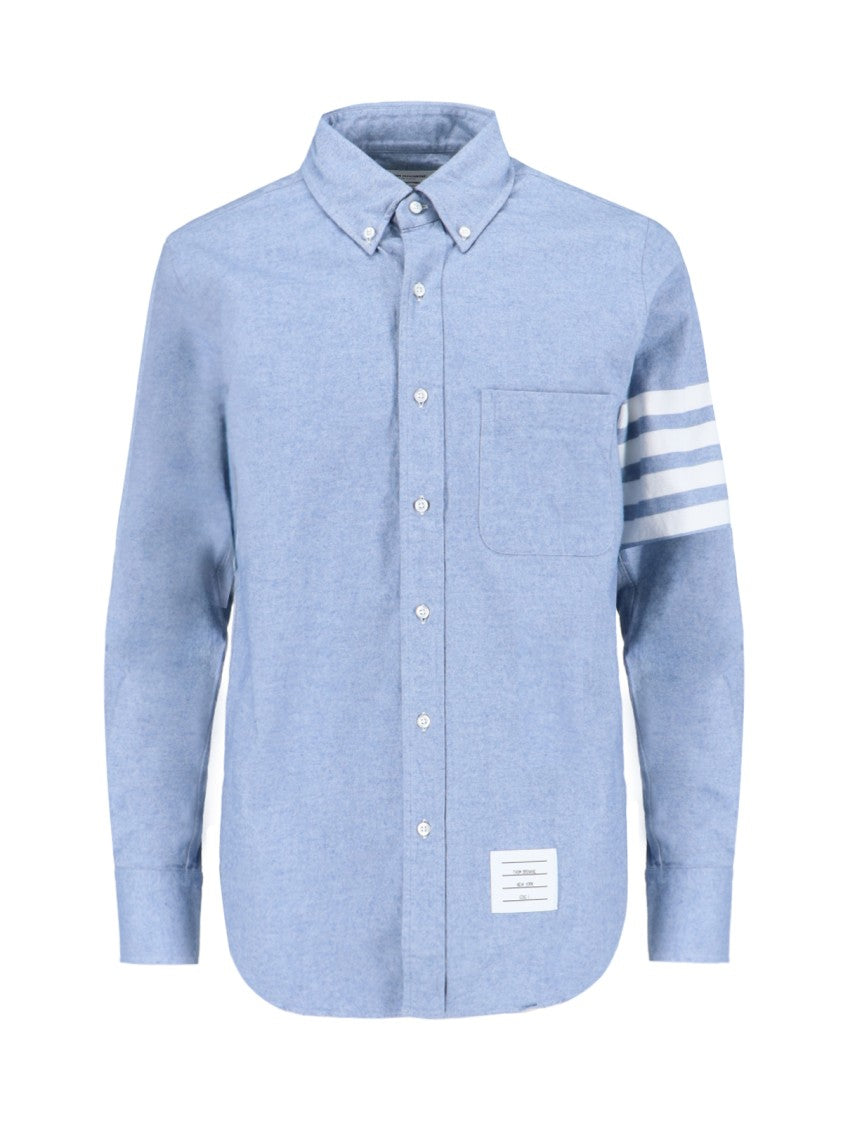 Thom Browne Light Blue Button-Down Shirt With Tricolor Tab