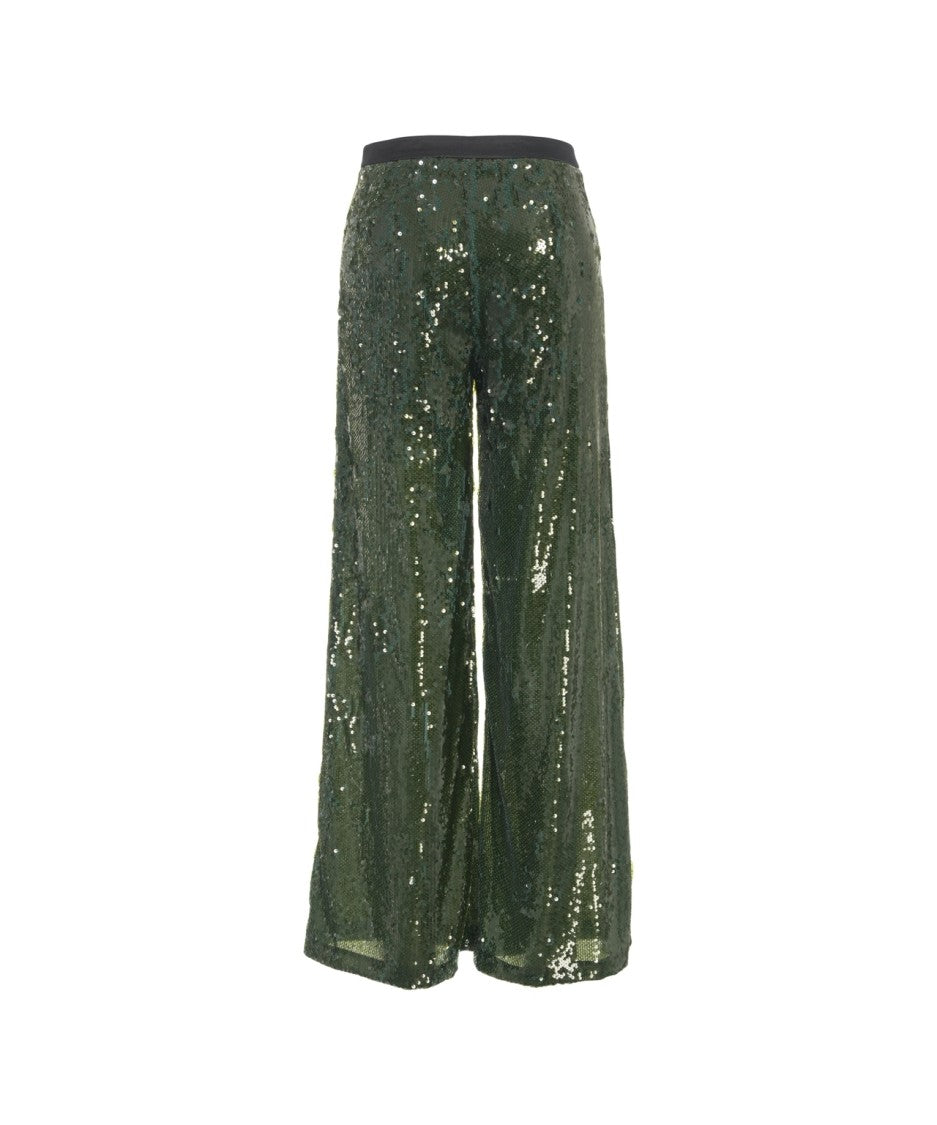 Jucca Sequined Wide-Leg Palazzo Pants With Elastic Waistband