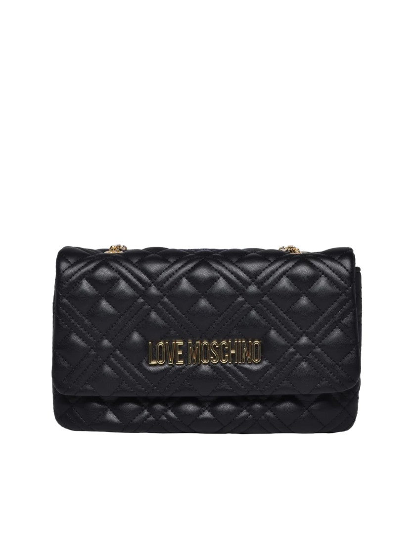 Love Moschino Black Polyurethane Quilted Shoulder Bag