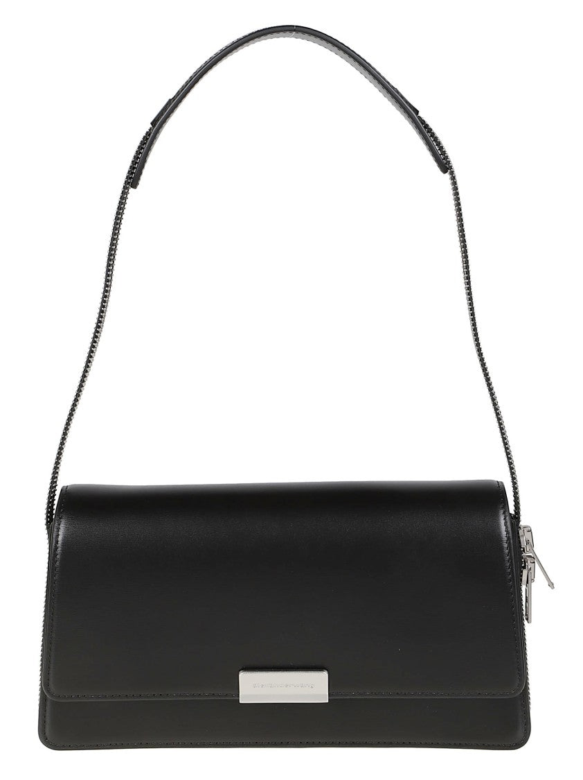 Alexander Wang Black Siren Medium Flap Cow Leather Shoulder Bag