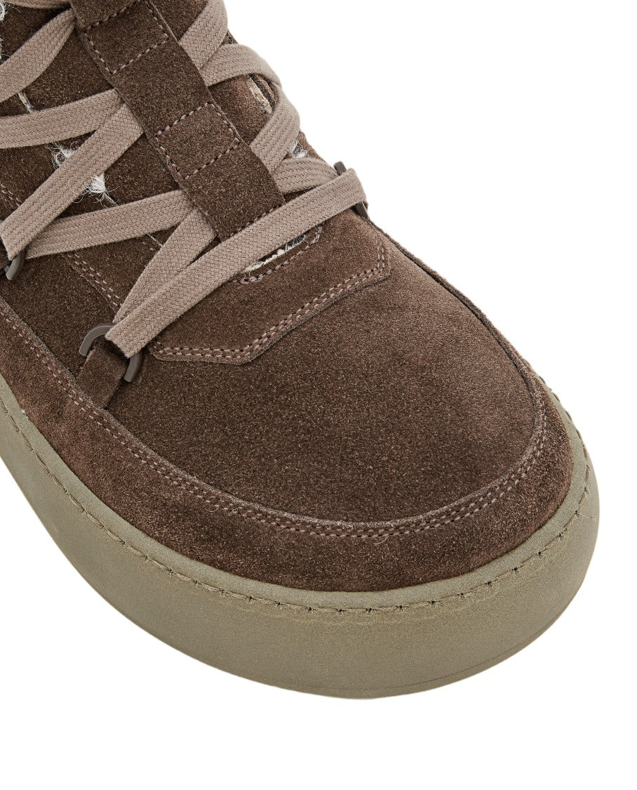 Gia Borghini High-Top Suede Boots With Shearling Lining