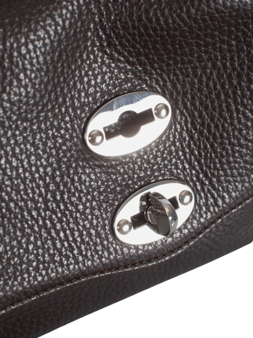 Zanellato Structured Handbag In Deep Brown Pebbled Leather