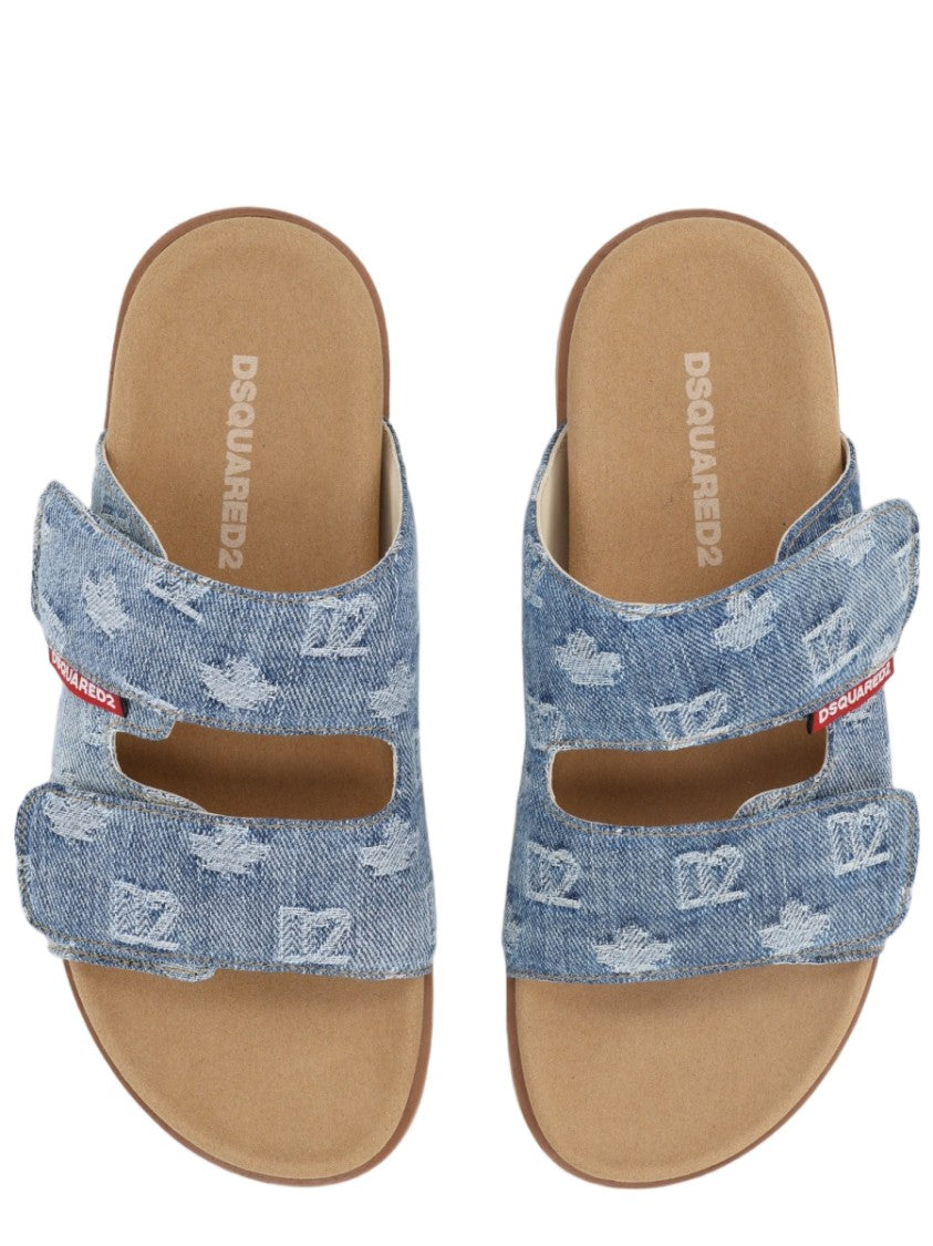 Dsquared2 Multicolour Checkered Adjustable Strap Cotton Flats