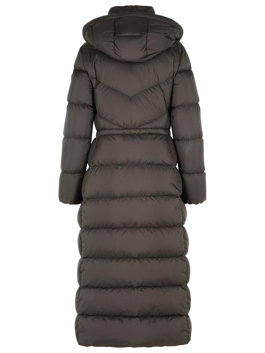 Moose Knuckles 'Belle' Long Brown Nylon Down Jacket