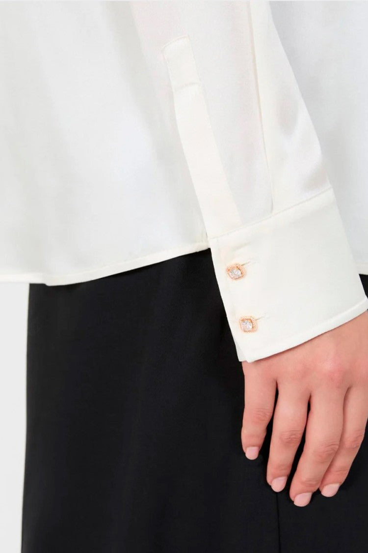 Max Mara Ivory Mstxero Satin Silk-Blend Shirt