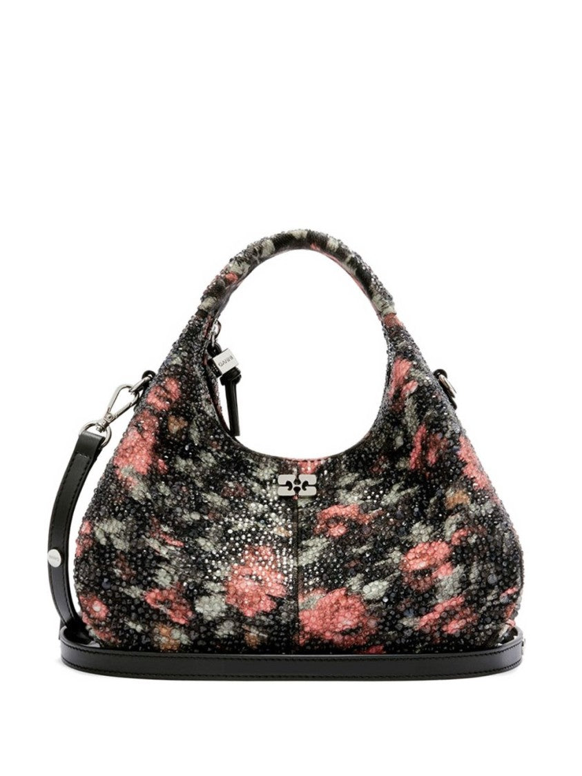 Ganni Multicolor Mini Flowers Beaded Hobo Bag