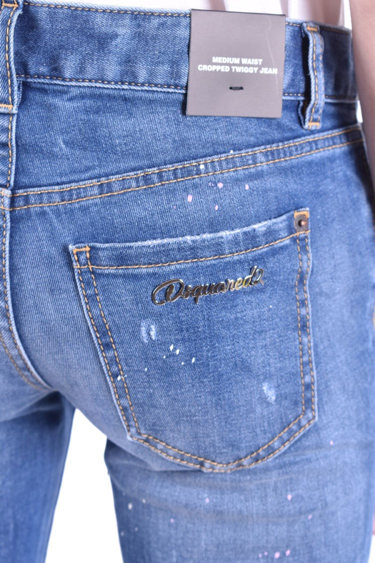 Dsquared2 Distressed Denim Cropped Jeans