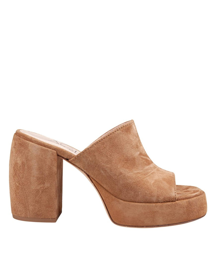 Agl Clio Suede Heeled Slipper Sandal - Leather Color
