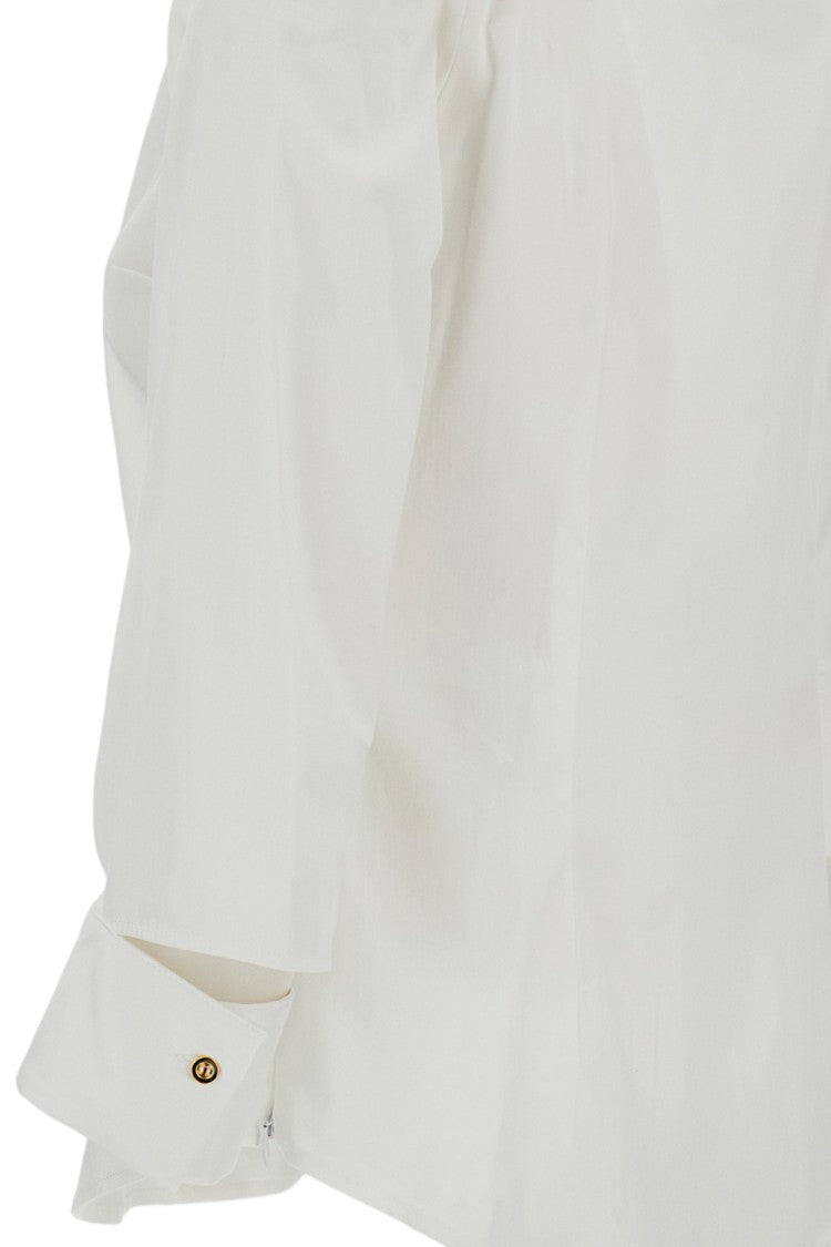Elisabetta Franchi Structured Cotton Top With Gold-Tone Charms And V-Neckline