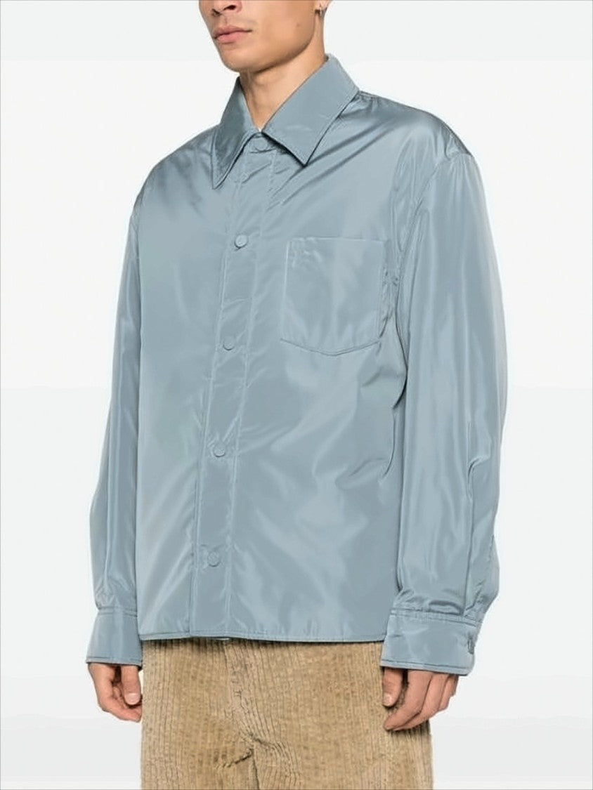 Ami Paris Lightweight Blue Jacket With Classic Collar