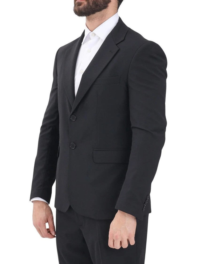I M Brian Black Polyester Viscose Elastane Rounded Jacket