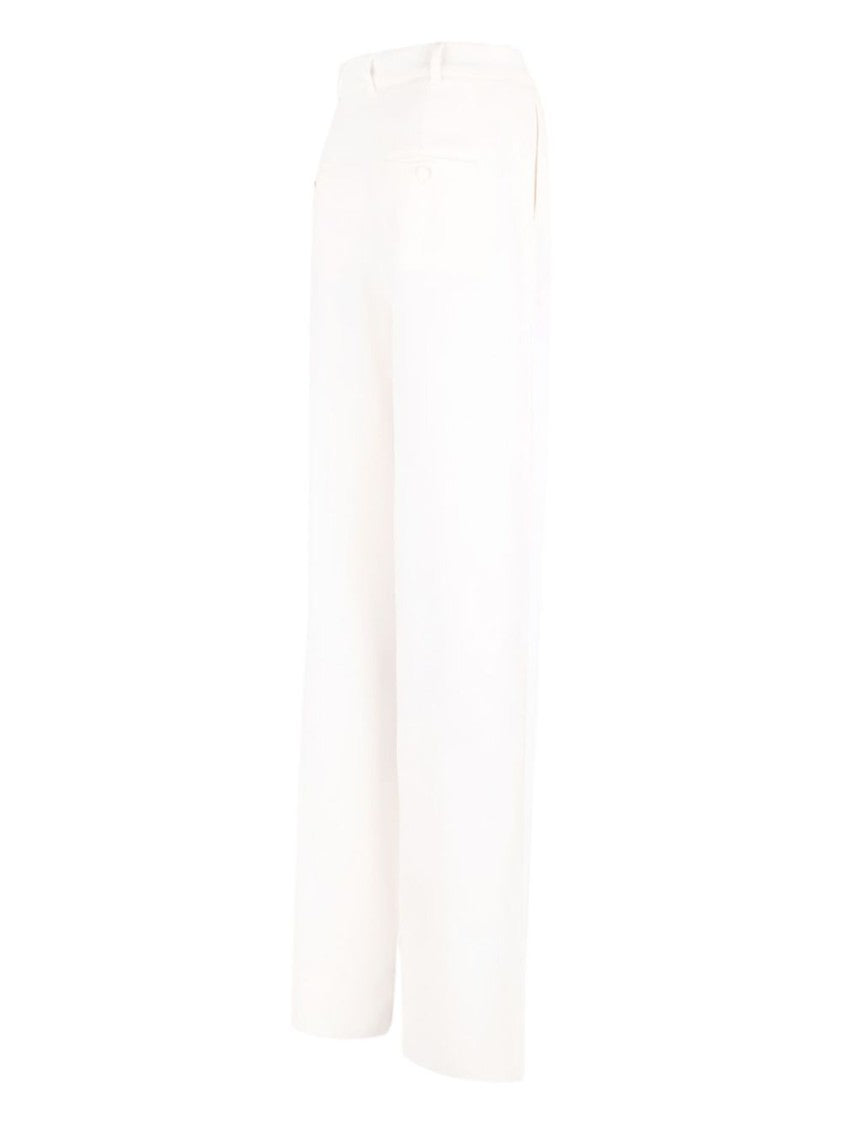 Max Mara Ivory White Cady Wide-Leg Trousers