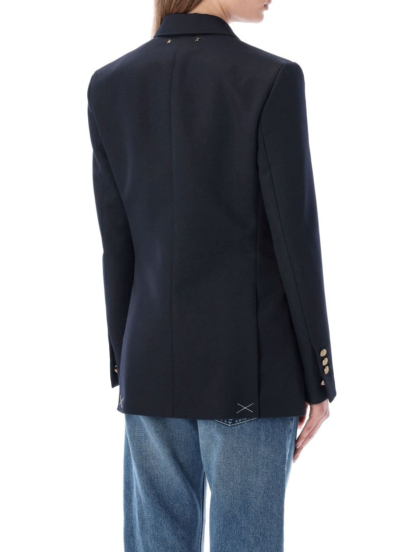 Golden Goose Blue Db Gold Button Wool Blazer