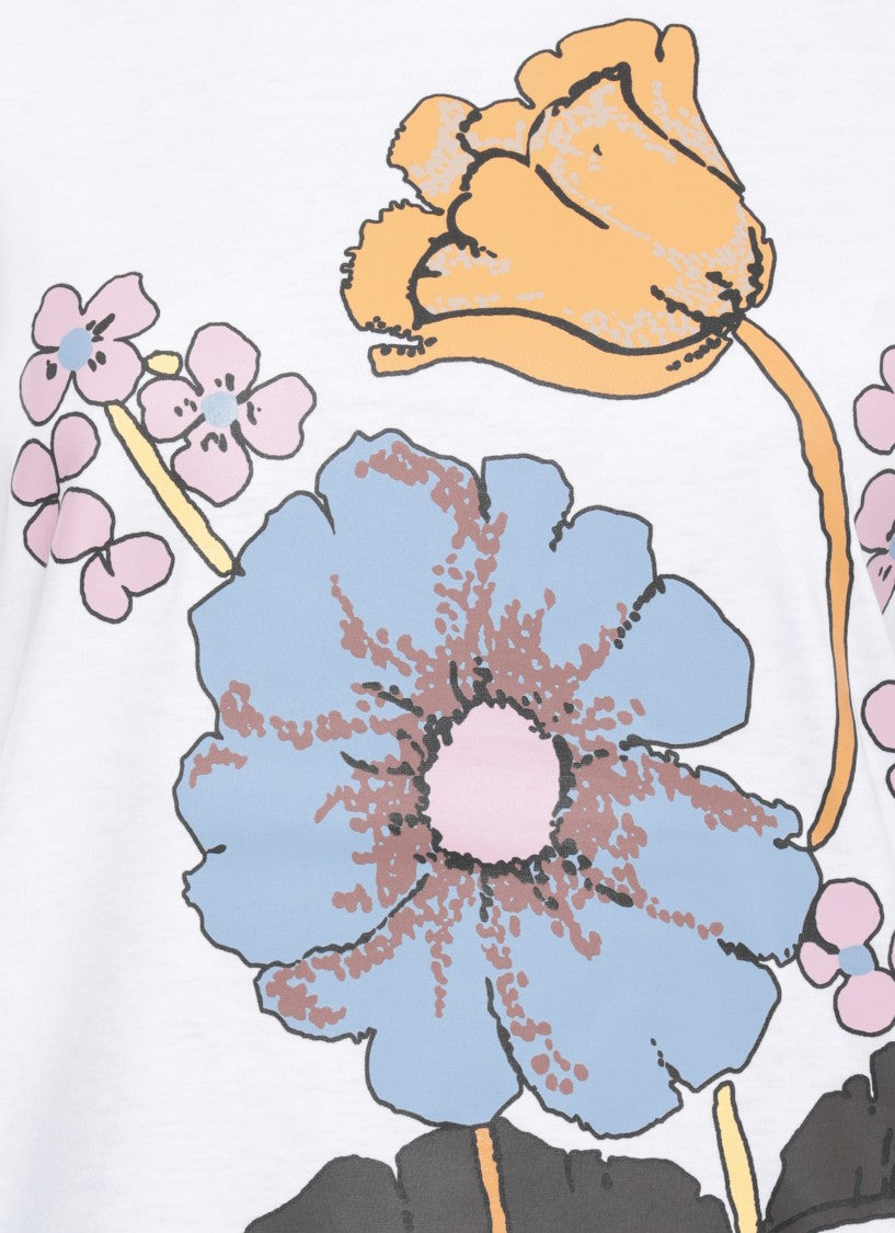 Marni White Front Print Cotton T-Shirt
