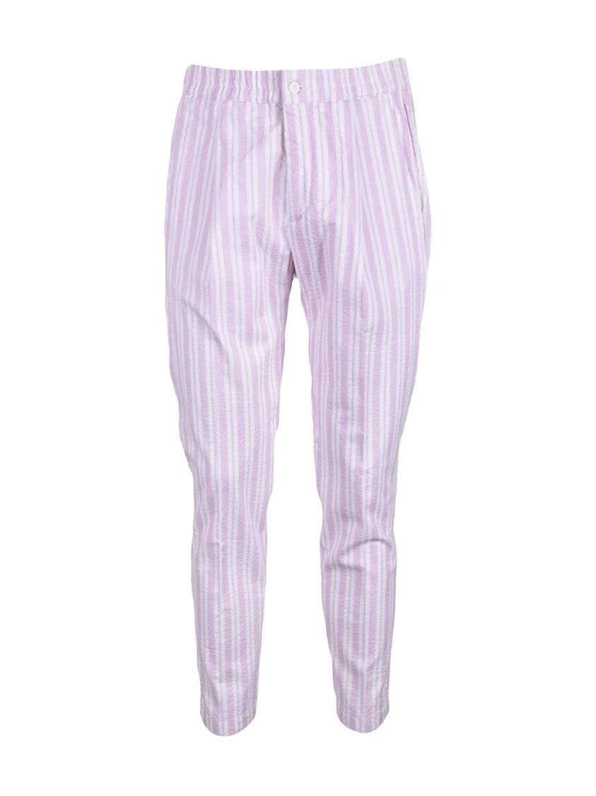 Giampaolo Vertical Striped Trousers In Vibrant Pink And White