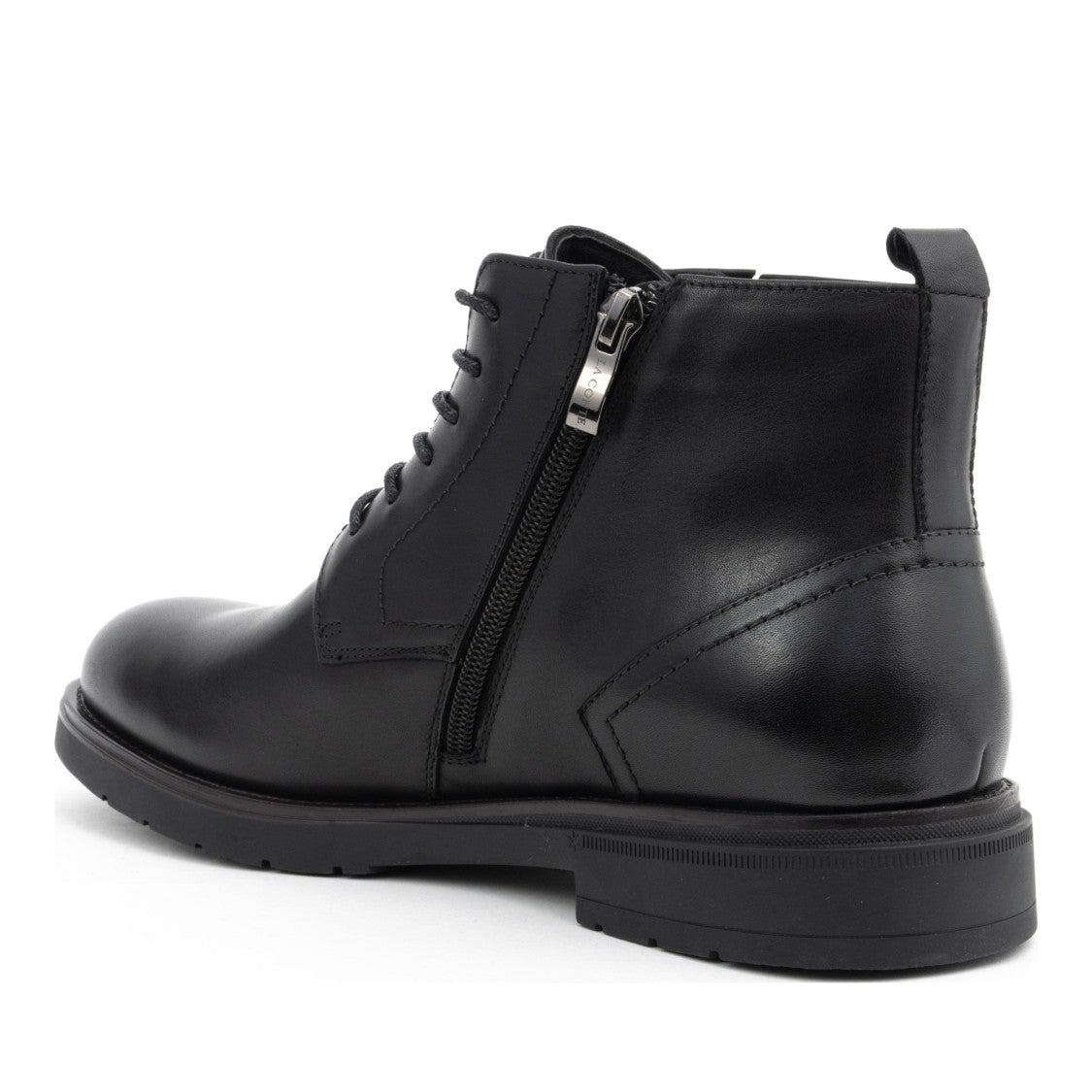 La Conte Paris Black Smooth Leather Lace-Up Boots