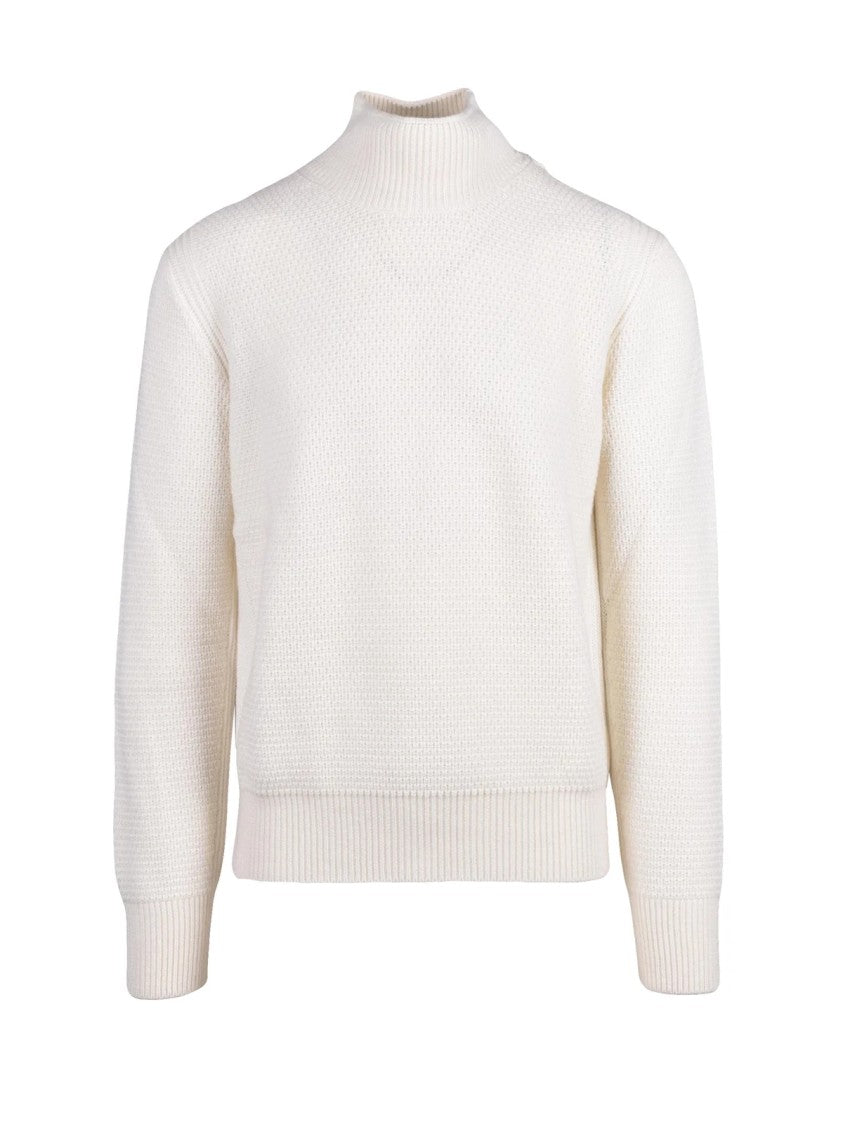 Kangra Mock Neck Knitted Sweater With Textured Pattern