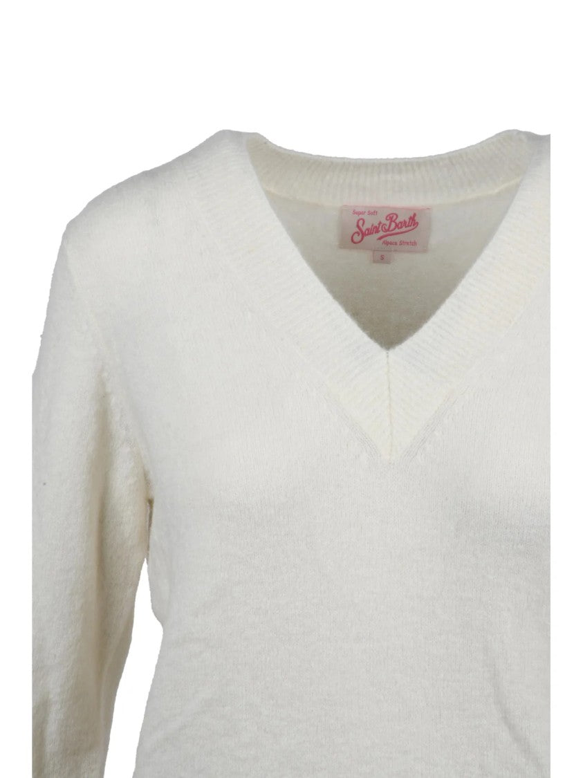 Mc2 Saint Barth V-Neck Sweater Crafted From Alpaca And Wool Blend