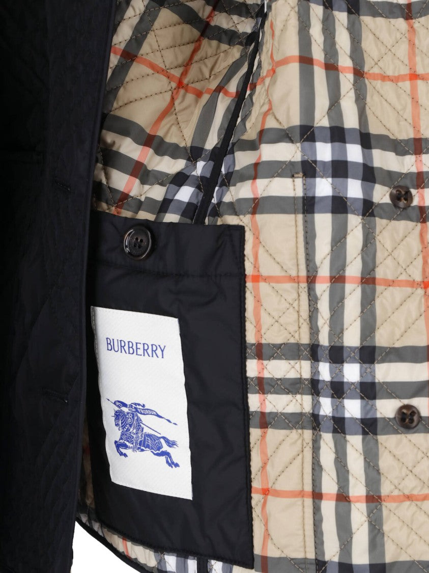 Burberry Diamond Quilted Jacket With Classic Collar And Button Closure