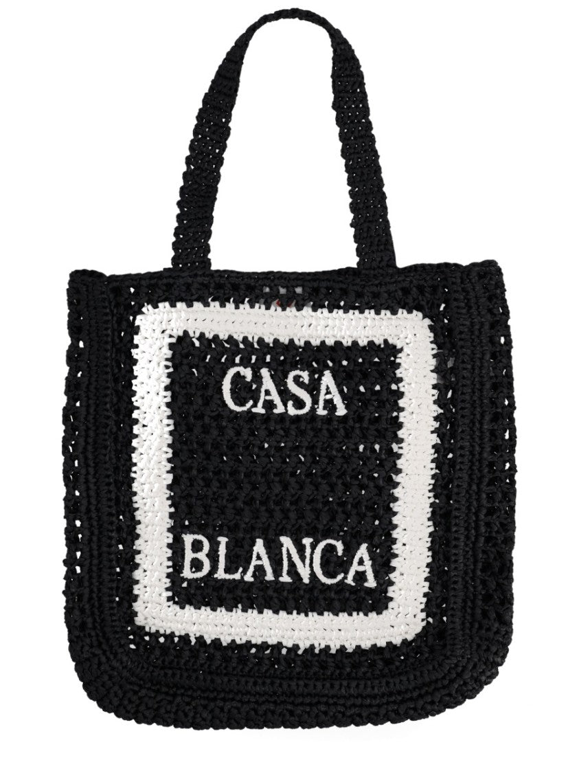Casablanca Crochet Viscose Bold Logo Tote Bag