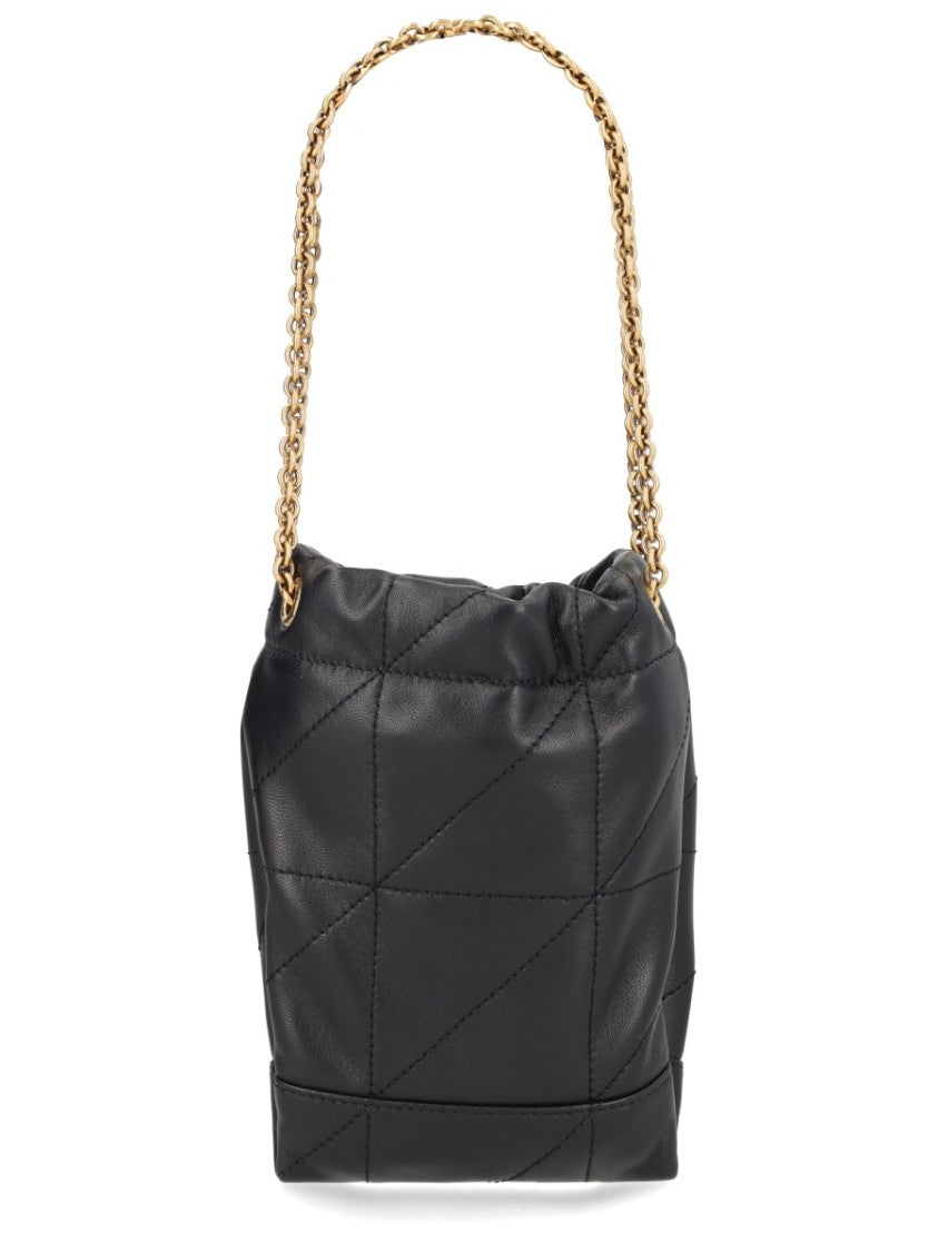 Saint Laurent Quilted Lambskin Shoulder Bag With Chain Strap And Interlocking Logo