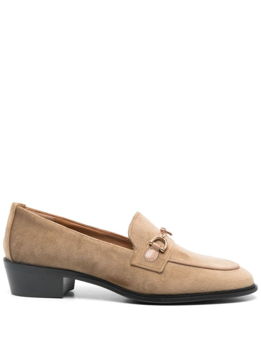 Roberto Festa Almond Beige Velvet Horsebit Detail Flats
