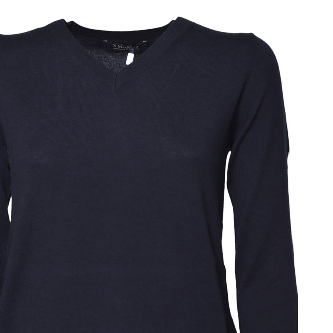 Max Mara Fitted V-Neck Knit Sweater With Ribbed Details