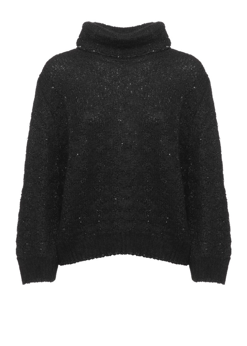 Panicale Black High-Neck Paillette Alpaca-Blend Sweater