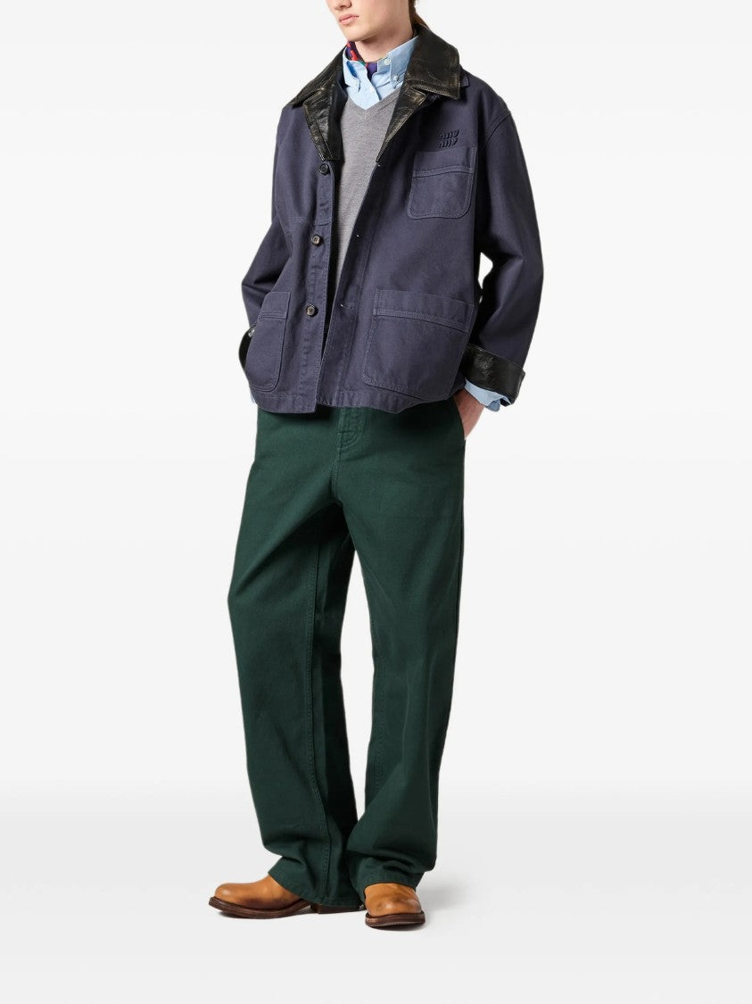 Miu Miu Blue Boxy Multitude Pockets Jacket