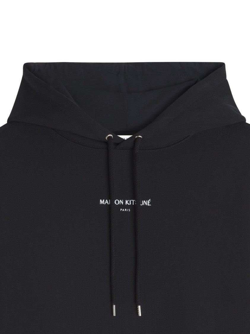 Maison Kitsuné Black Kangaroo Pocket Cotton Hoodie