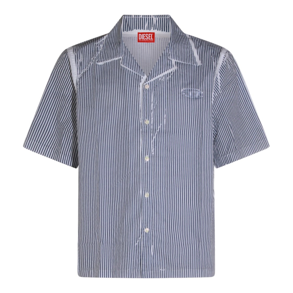 Diesel Vertical Striped Short-Sleeve Shirt With Classic Collar