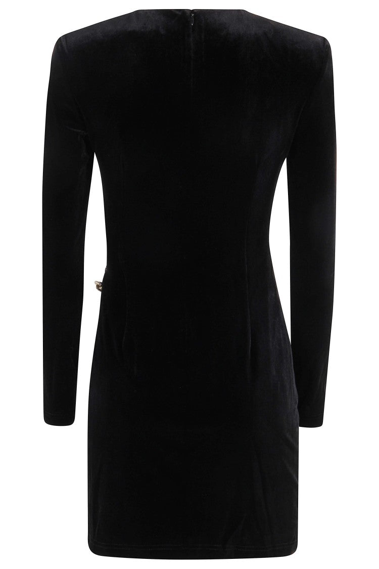 Self-Portrait Black Velvet Embellished Mini Dress