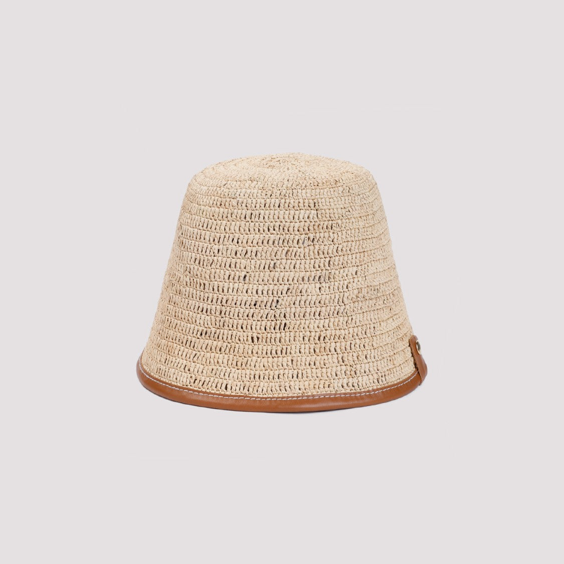Jacquemus Raffia And Leather Bucket Hat With Gold Accents