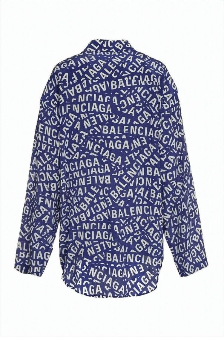 Balenciaga Bold Logo Print Silk Shirt