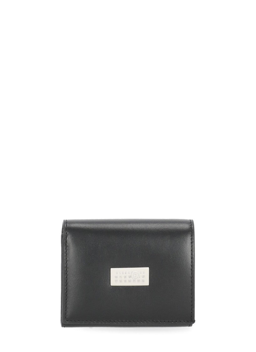 Mm6 By Maison Margiela Black Zip Leather Wallet