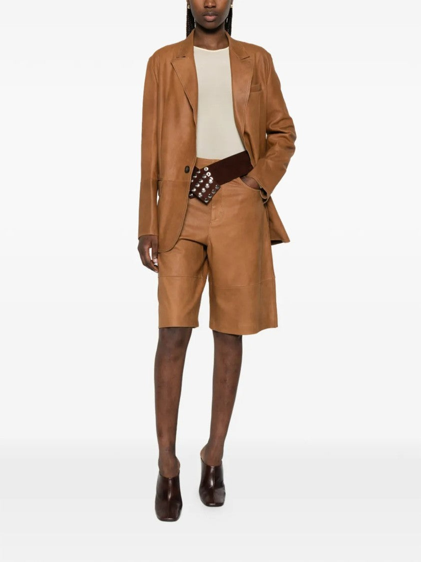 Tela Brown Golde Tailored Structured Polyester Jacket