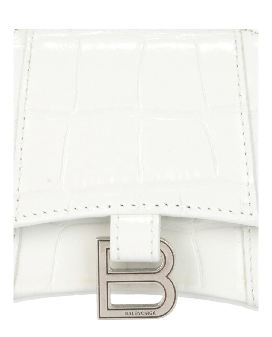 Balenciaga Hourglass Xs Crocodile Embossed Top Handle Handbag