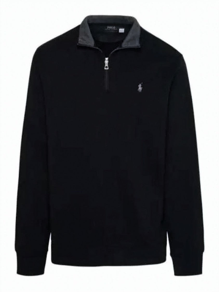 Polo Ralph Lauren Quarter-Zip Pullover With Ribbed Detailing And Embroidered Logo