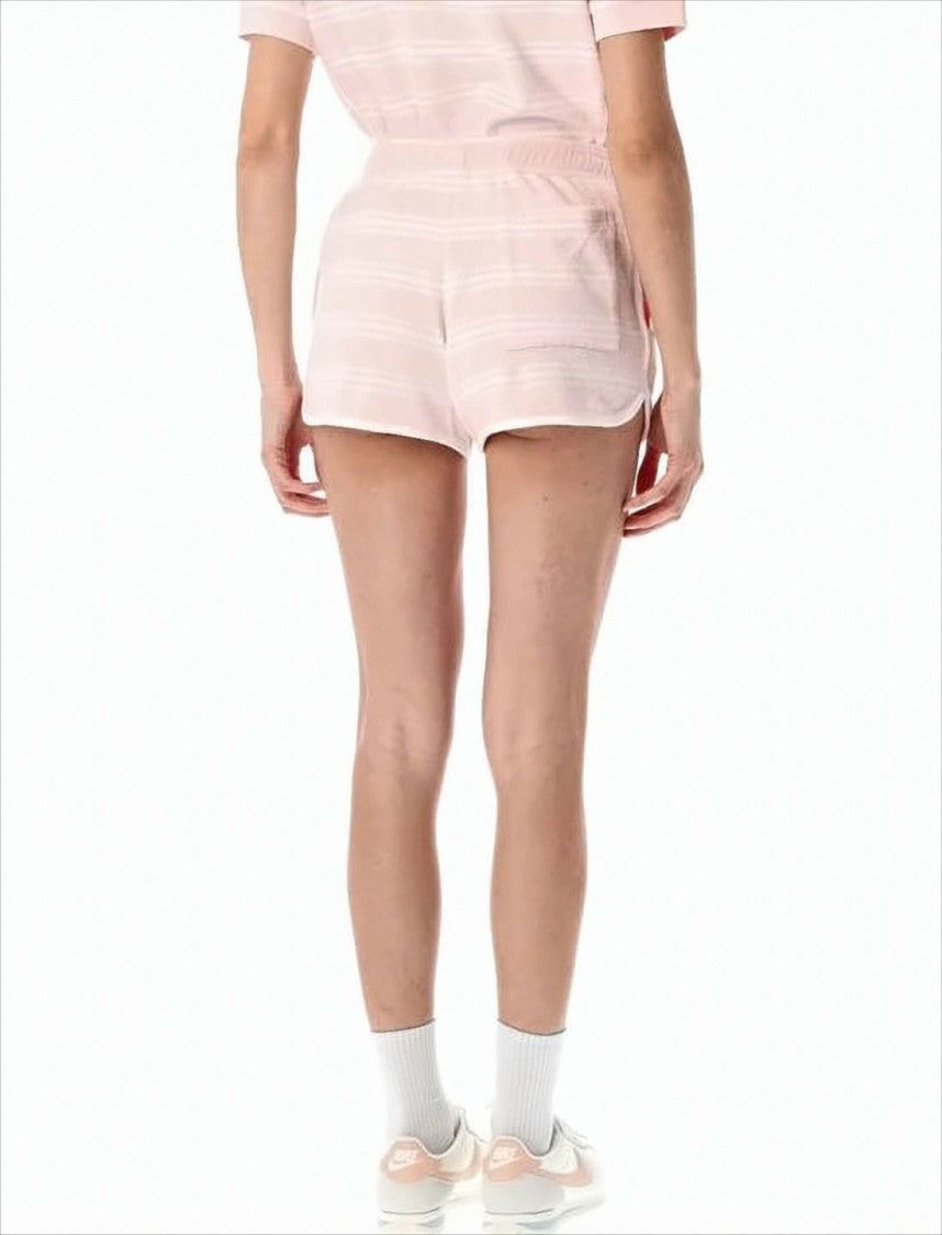 Sporty And Rich Pastel Pink Cotton Shorts With White Stripes
