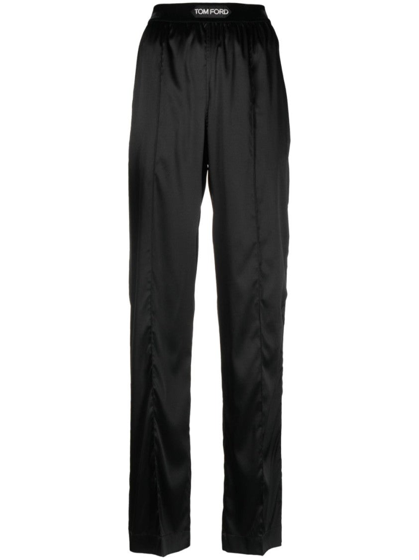 Tom Ford High-Waisted Stretch-Silk Satin Trousers