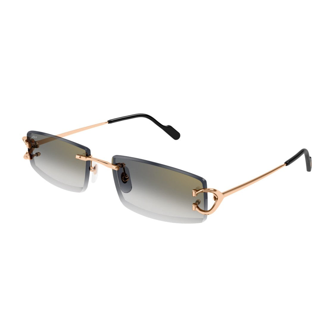 Cartier Gold Metal Frame Sunglasses With Grey Gradient Lenses