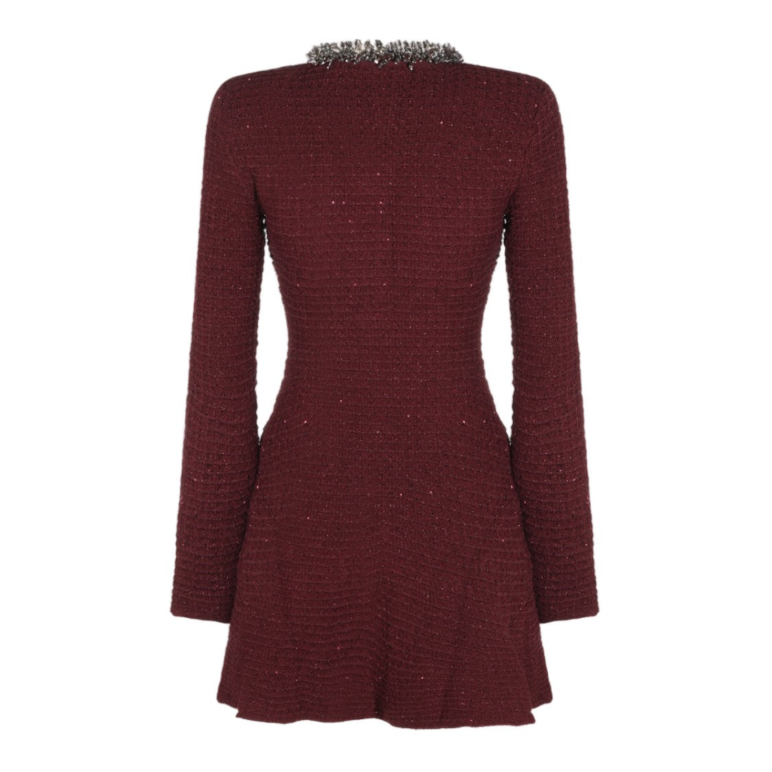 Self-Portrait Textured Burgundy Silver Embellished Dress