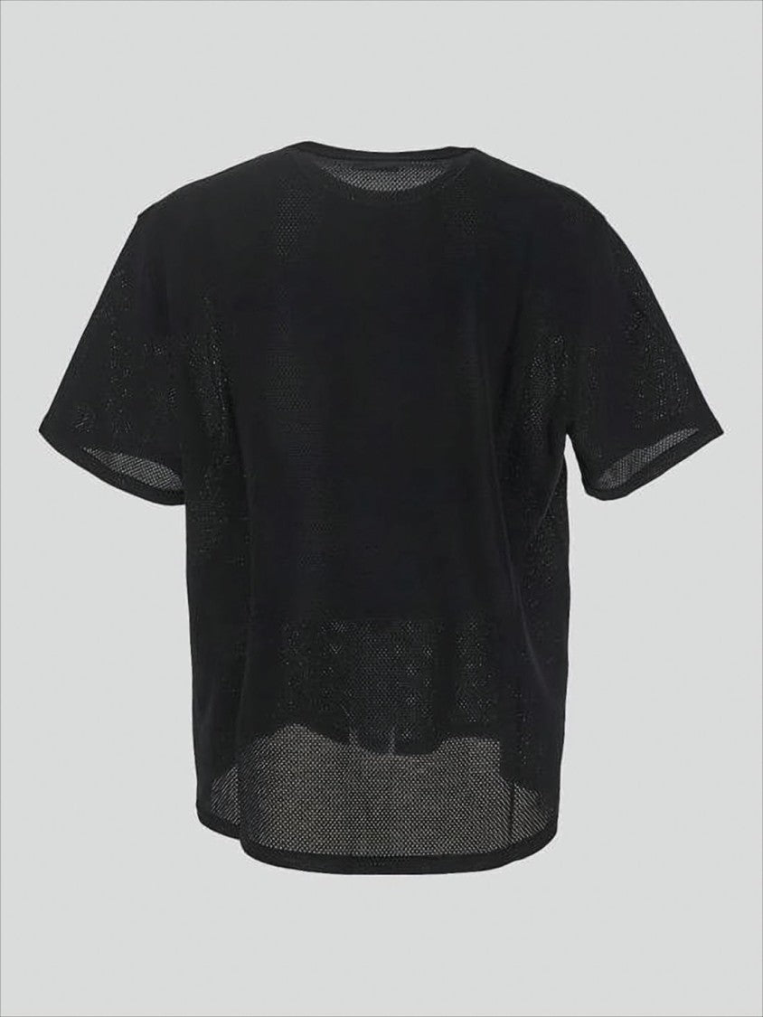 Alexander Mcqueen Black Mesh T-Shirt With Tonal Text Graphic
