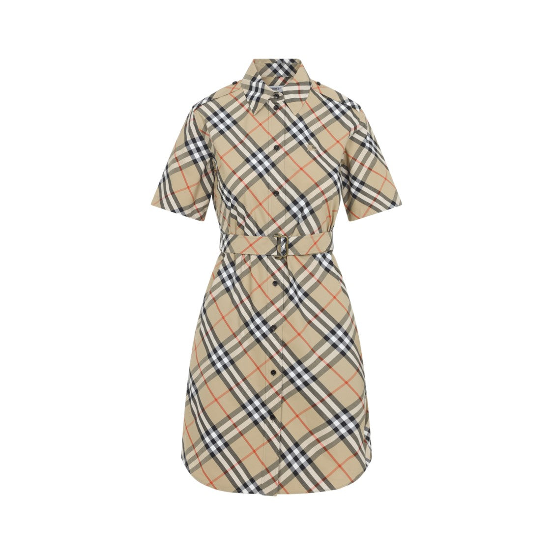 Burberry Check Beige Cotton Midi Dress