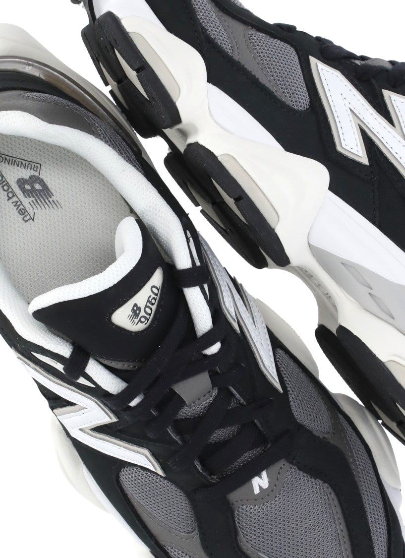 New Balance Black 9060 Leather-Fabric Sneakers