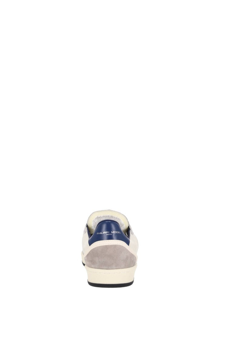 Philippe Model Pigalle Leather And Suede Blue Heel Sneakers