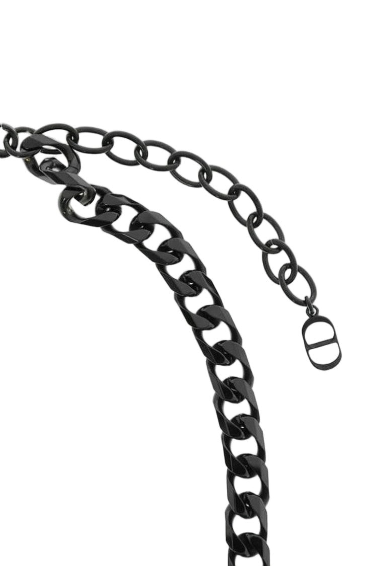 Christian Dior Bold Interlocking Chain Necklace With Prominent Logo