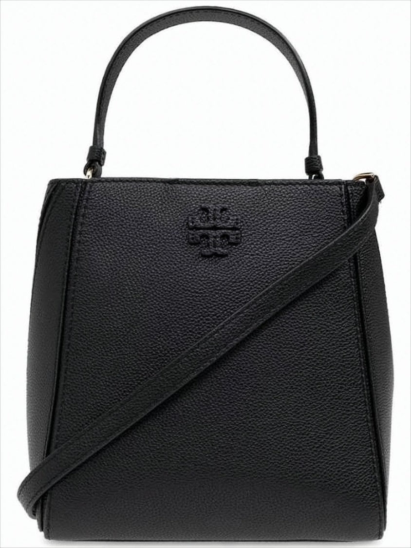 Tory Burch Structured Black Leather Tote Bag