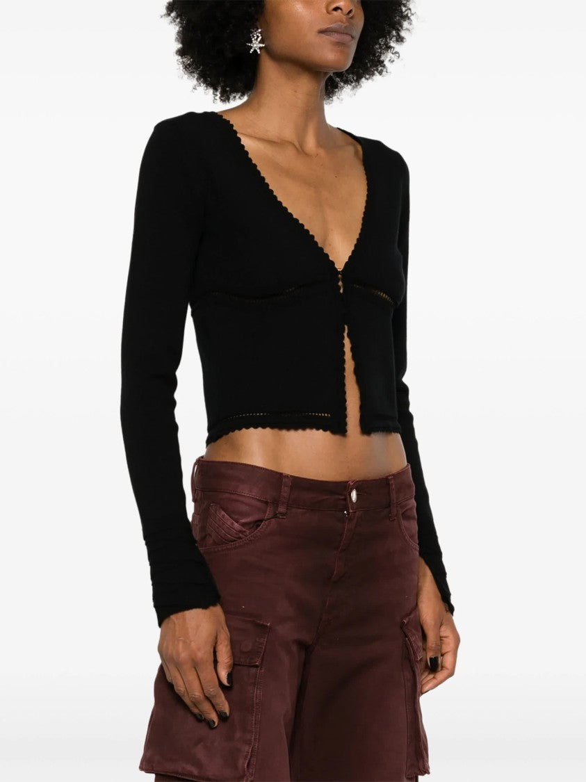 Blumarine Fitted Cropped Scalloped Edge Cardigan
