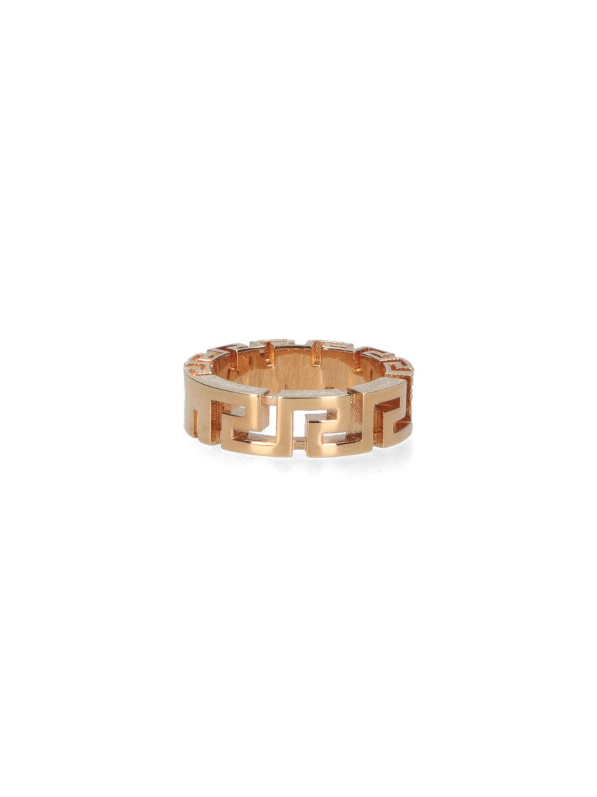 Versace Gold-Toned Brass Ring With Continuous Greek Key Motif